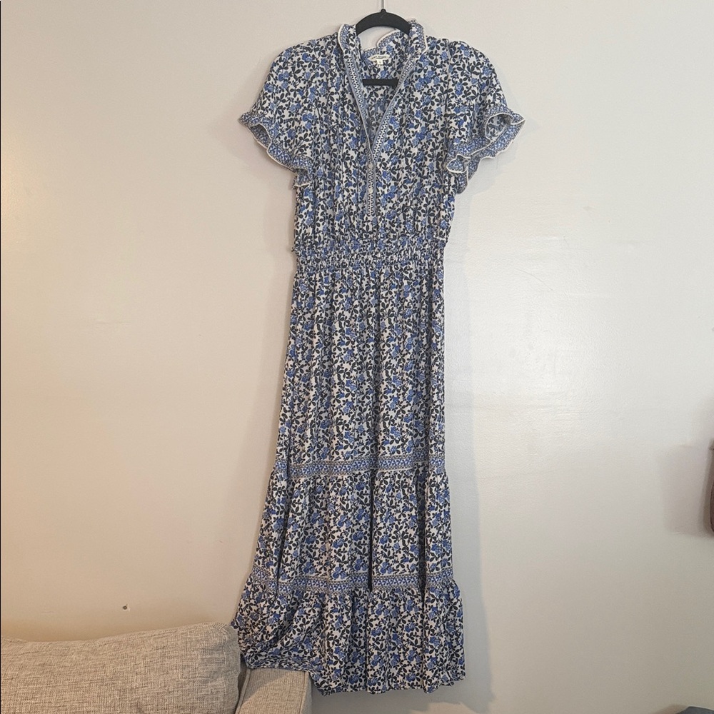 Max Studio Blue and White Floral Maxi Dress